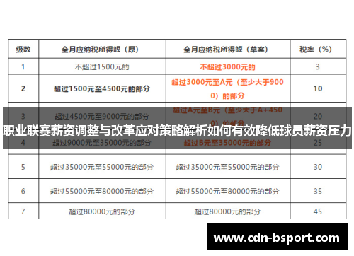 职业联赛薪资调整与改革应对策略解析如何有效降低球员薪资压力